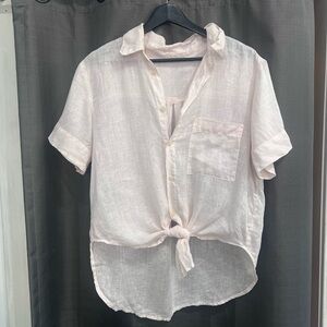 CP Shades Pale Pink Georgia Tie Front Linen Top